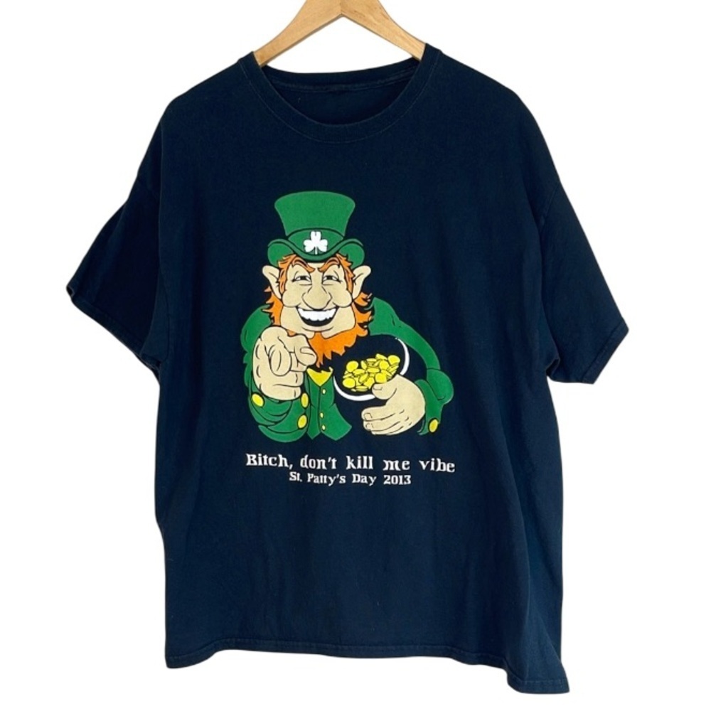 Unisex Retro 2013 Black St. Patty's Day Graphic T-Shirt Leprechaun XL *As Is*